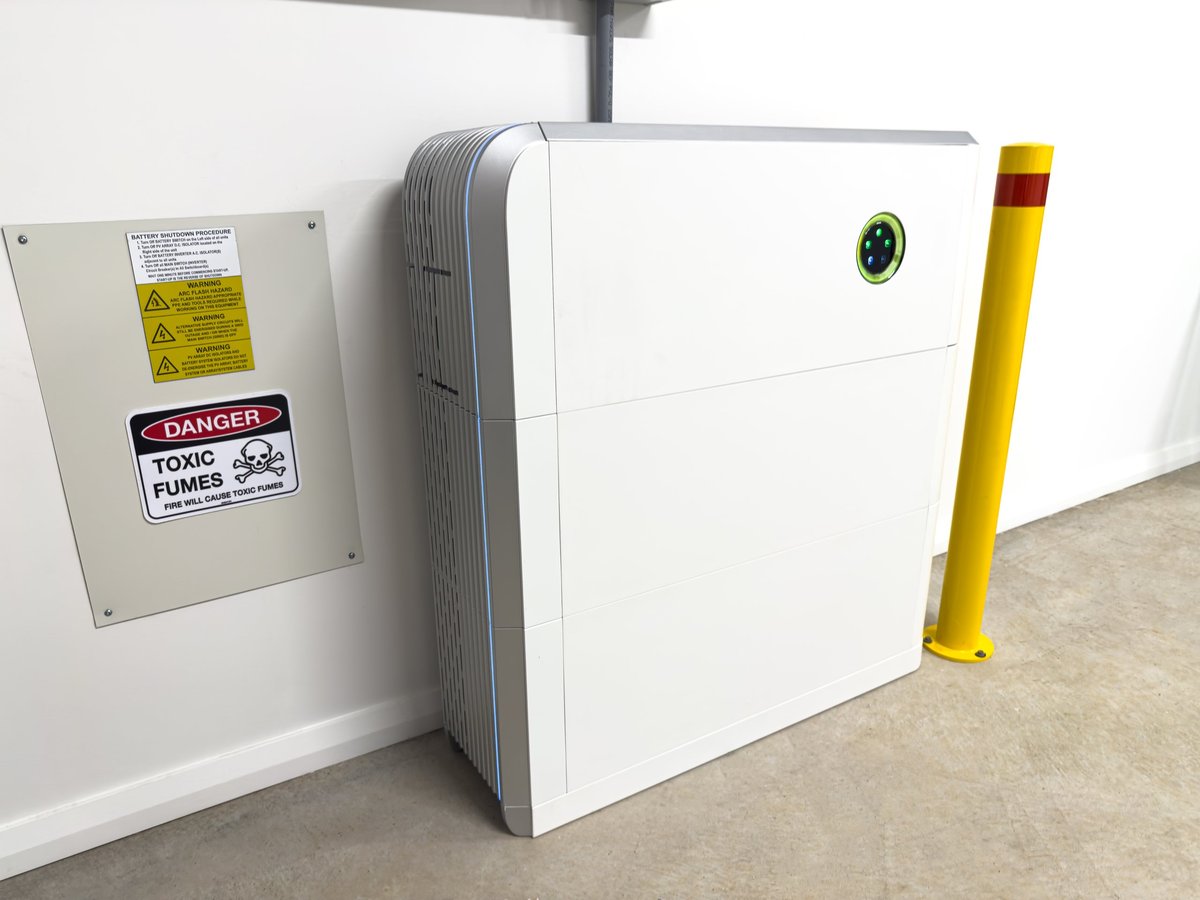 Zendure SolarFlow 3000 Mix AC+ 8 kWh thuisbatterij in een garage met laadstatusverlichting